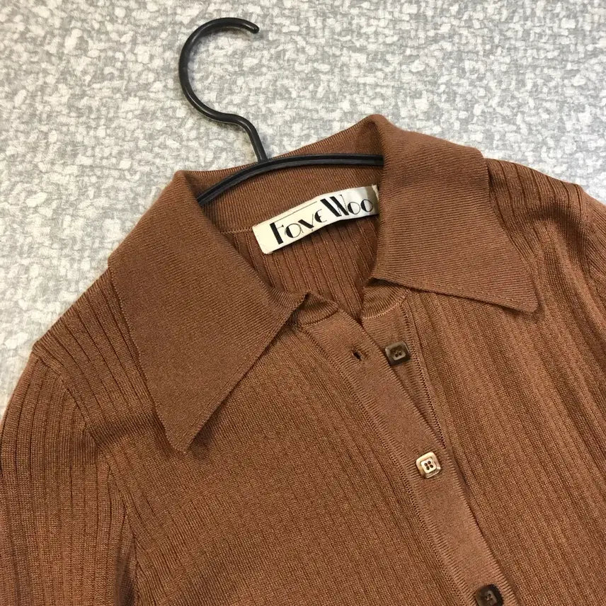[BUNJANG] Payu Tencel 100% Ribbed Cardigan Brown / 페이우 20년 텐셀100% 카라 골지 가디건 브라운