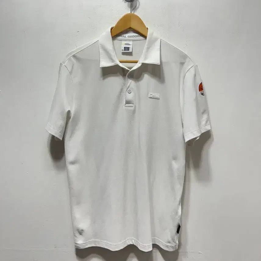 [BUNJANG] National Geographic White Polo Shirt (Size 100) / 내셔널지오그래픽 화이트 반팔 폴로티셔츠 100사이즈