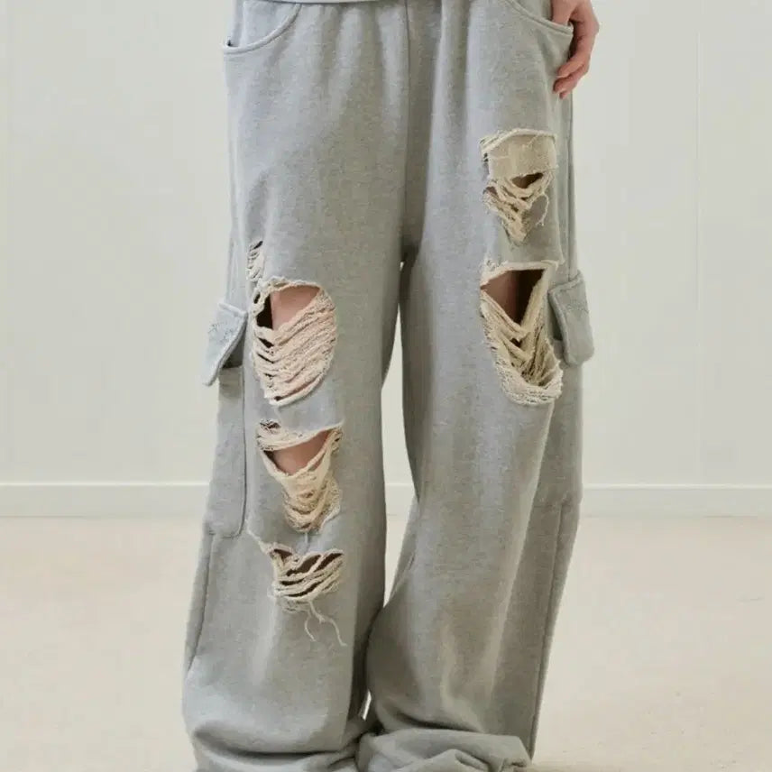 [BUNJANG] Love is True Damage Pants Grey / 러브이즈트루 데미지 팬츠 그레이