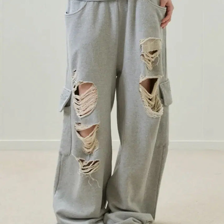 [BUNJANG] Love is True Damage Pants Grey / 러브이즈트루 데미지 팬츠 그레이