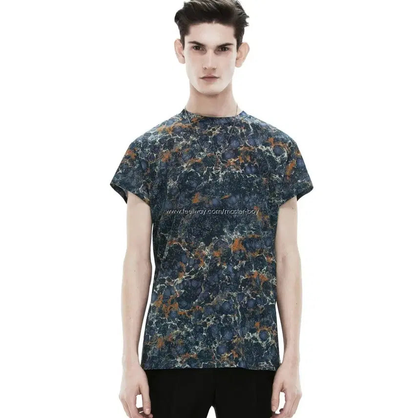 [BUNJANG] Acne Blue Marble Short-Sleeve T-Shirt / Acne 아크네 신상 블루 대리석 마블 반팔 티셔츠