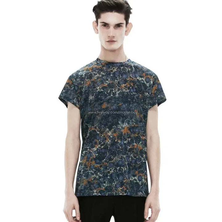 [BUNJANG] Acne Blue Marble Short-Sleeve T-Shirt / Acne 아크네 신상 블루 대리석 마블 반팔 티셔츠