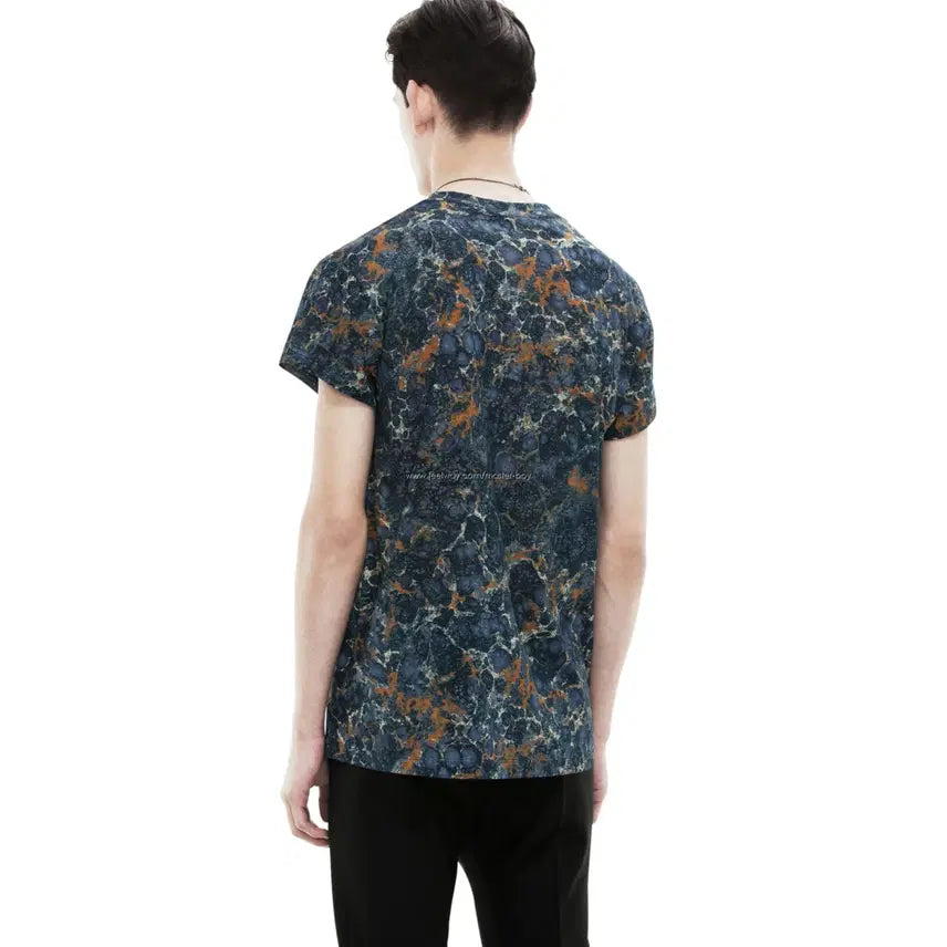 [BUNJANG] Acne Blue Marble Short-Sleeve T-Shirt / Acne 아크네 신상 블루 대리석 마블 반팔 티셔츠