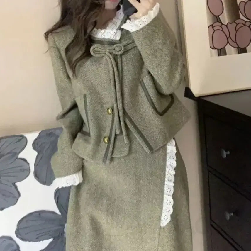 [BUNJANG] Retro Tweed Two-Piece Set - M / 레트로 트위드 투피스-M