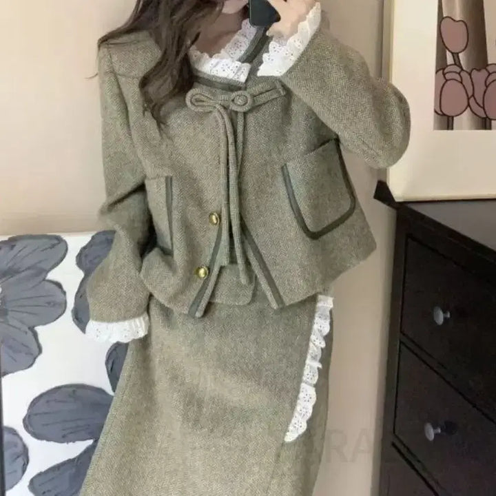 [BUNJANG] Retro Tweed Two-Piece Set - M / 레트로 트위드 투피스-M