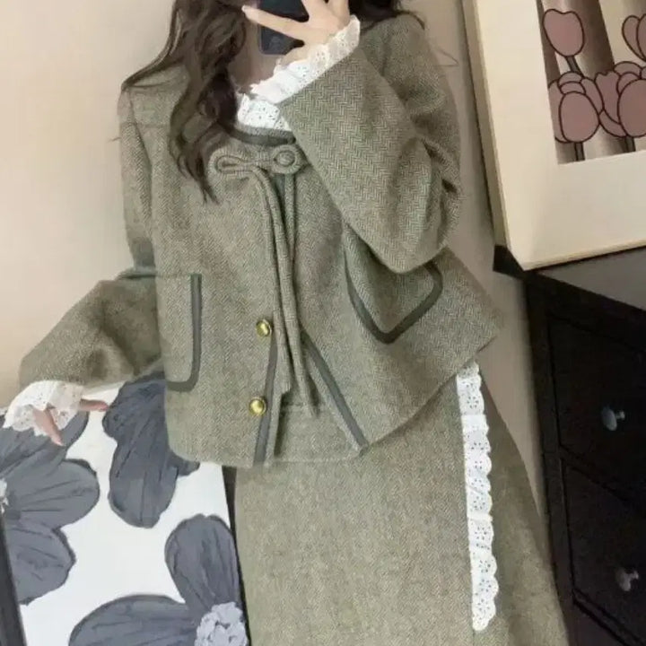 [BUNJANG] Retro Tweed Two-Piece Set - M / 레트로 트위드 투피스-M