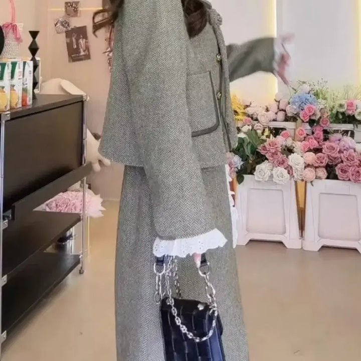 [BUNJANG] Retro Tweed Two-Piece Set - M / 레트로 트위드 투피스-M