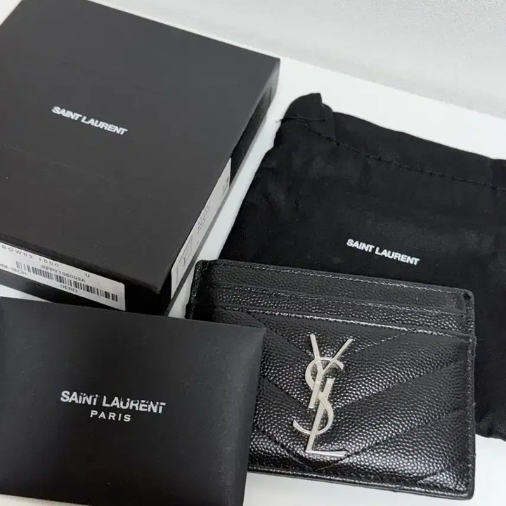 [BUNJANG] Saint Laurent Matelassé Silver Logo Card Wallet / 생로랑 마틀라세 은장 카드지갑