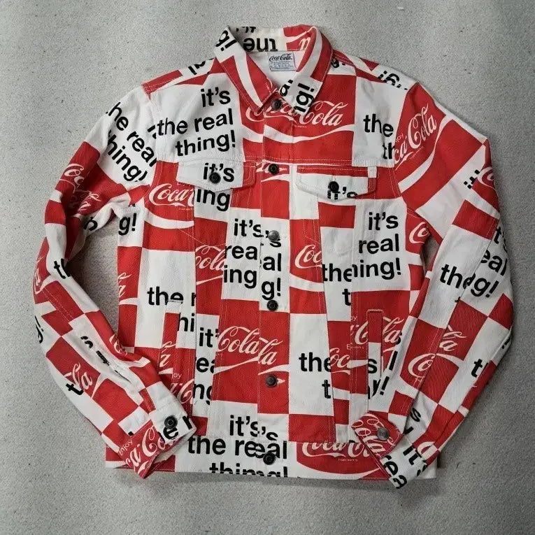 [BUNJANG] Coca-Cola Denim Jacket Red White / 코카콜라 콜라보 청자켓 레드 화이트