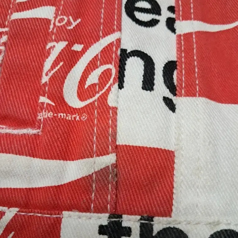 [BUNJANG] Coca-Cola Denim Jacket Red White / 코카콜라 콜라보 청자켓 레드 화이트