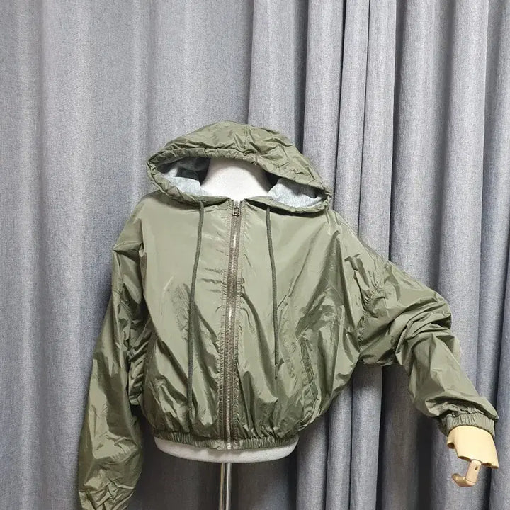 [BUNJANG] Khaki Hooded Zip-up Jacket / 안감 디테일 카키 후드집업