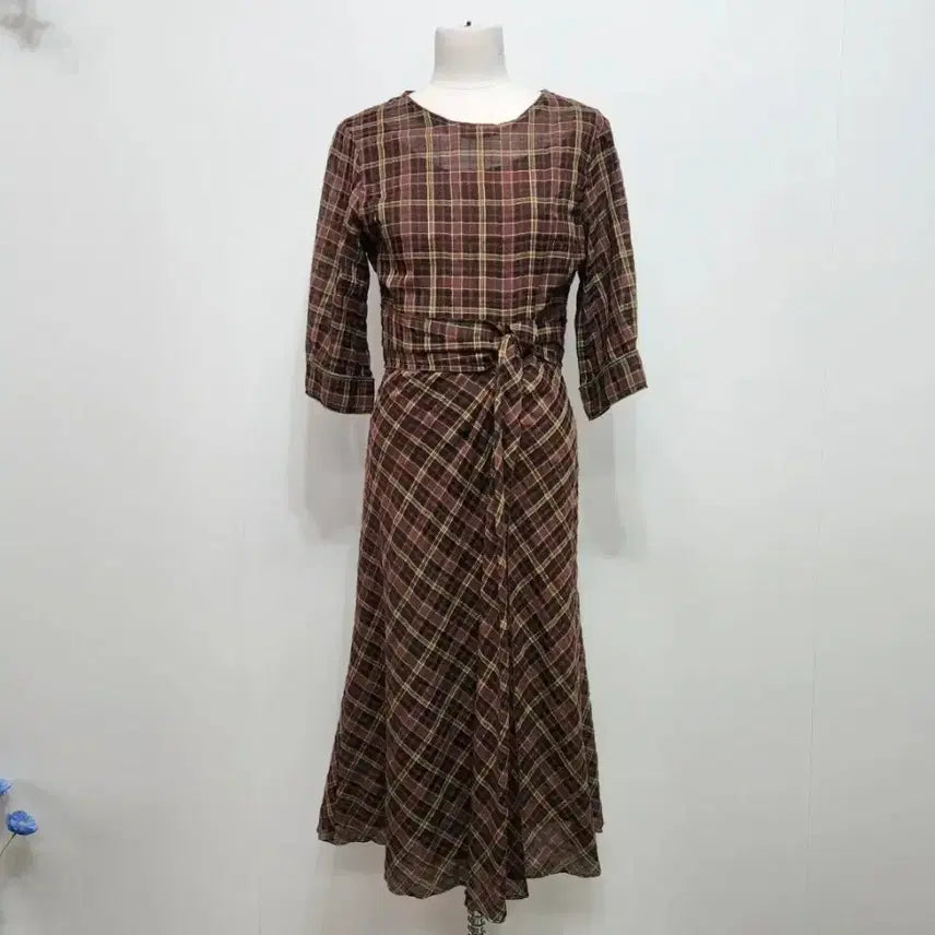 [BUNJANG] DEWL Checkered Waist Twist Dress / DEWL 듀엘 19&