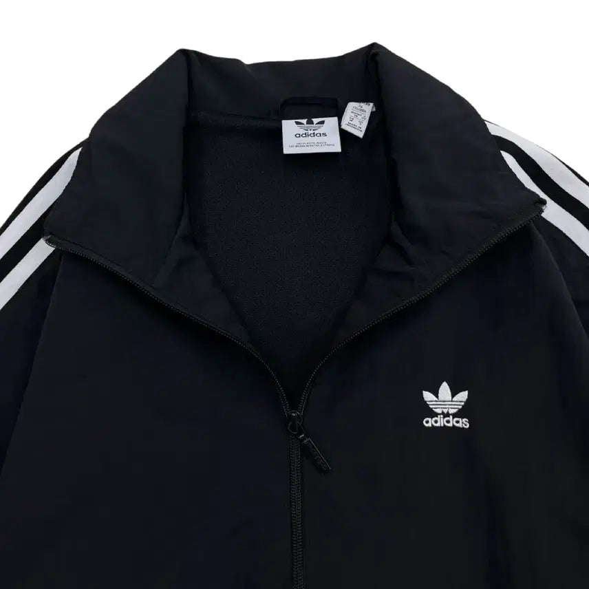 [BUNJANG] Adidas White Line Black Windbreaker Jacket M / 아디다스 화이트라인 블랙 바람막이 M