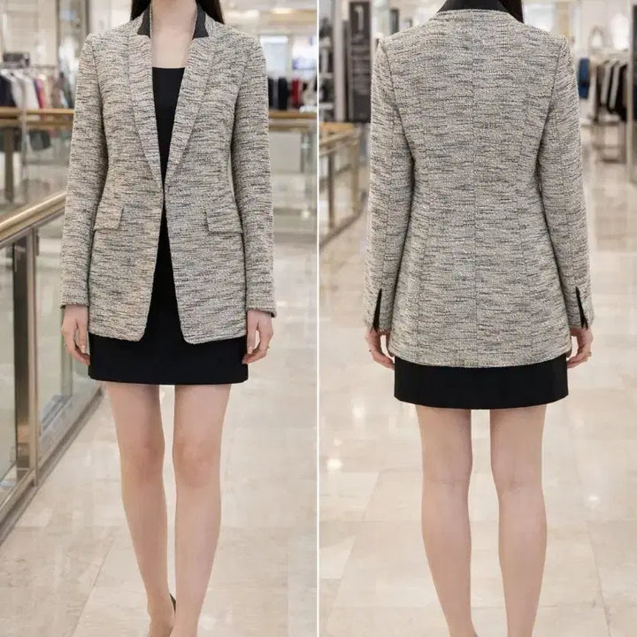 [BUNJANG] Hansum SJ SJ Tweed Long Jacket / 한섬 SJ SJ 트위드 롱자켓 / 고급 오피스룩 / 55
