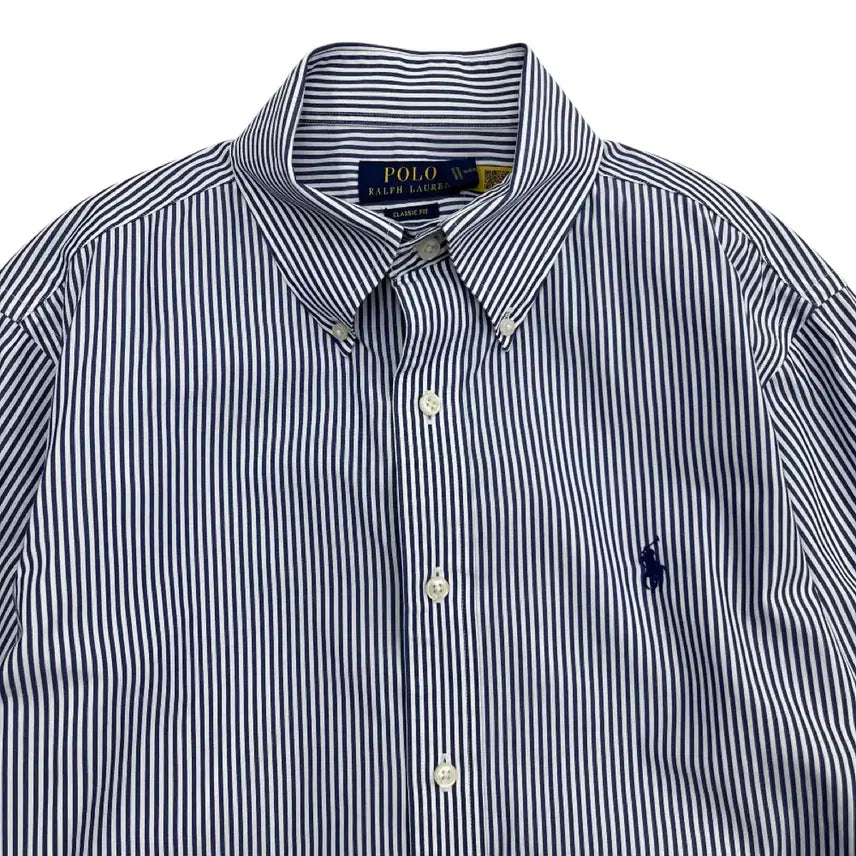 [BUNJANG] Polo Ralph Lauren Navy Striped Shirt S / 폴로 랄프로렌 네이비포니 네이비 단가라 셔츠 S