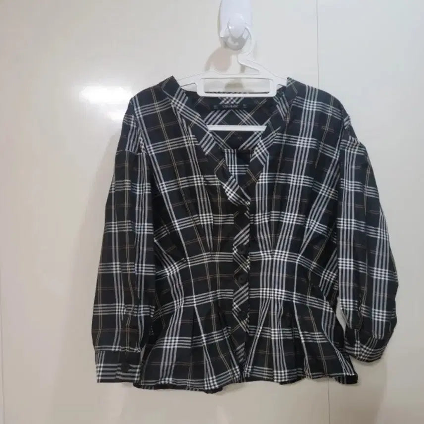 [BUNJANG] ZARA Plaid Pleated Blouse / 자라 체크 플리츠 블라우스