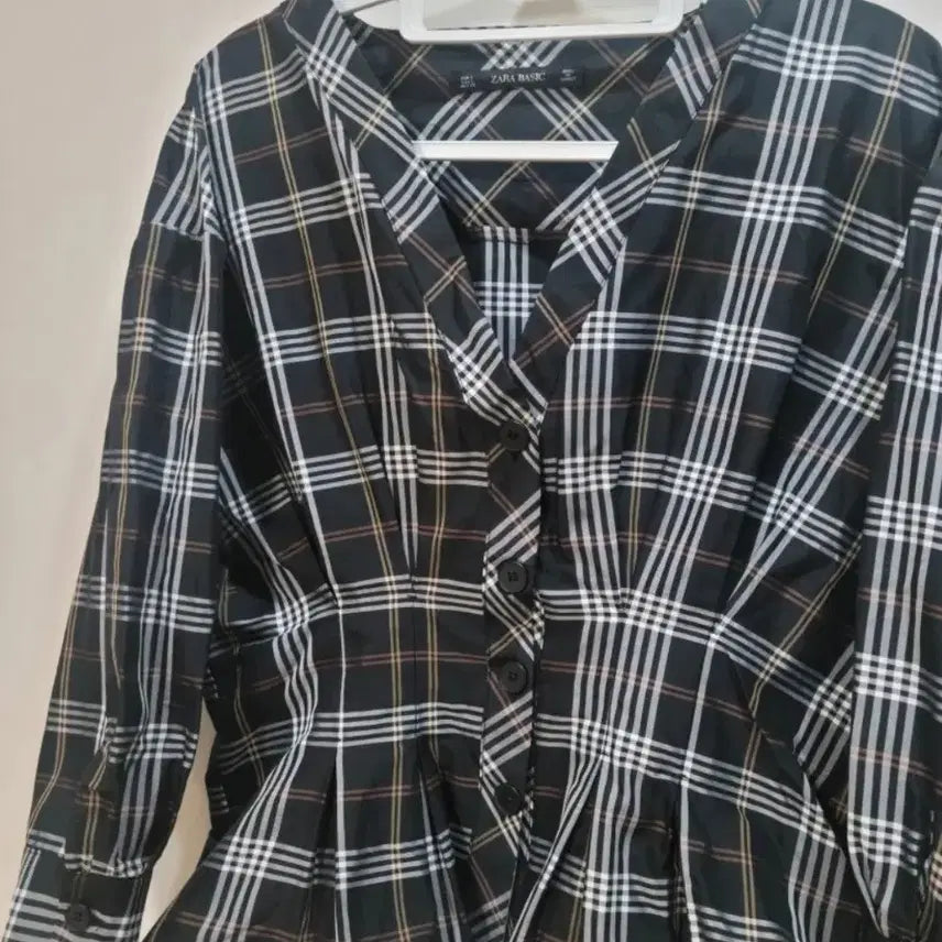 [BUNJANG] ZARA Plaid Pleated Blouse / 자라 체크 플리츠 블라우스