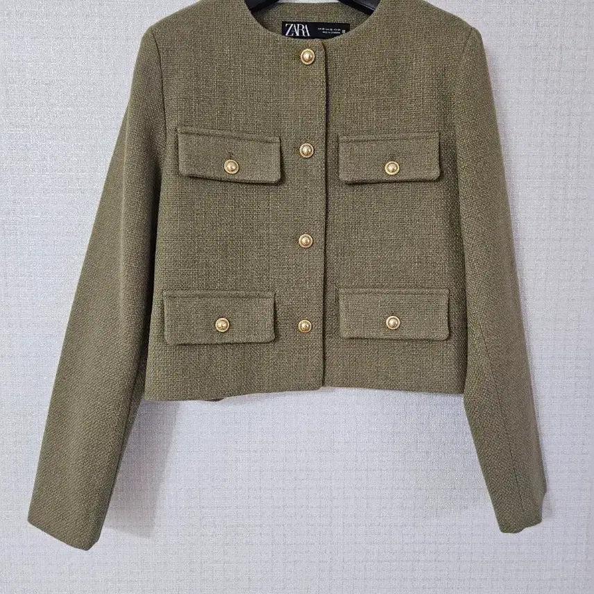 [BUNJANG] ZARA Flap Crop Blazer XS Light Khaki / ZARA 자라 플랩 크롭 블레이저 XS 라이트카키