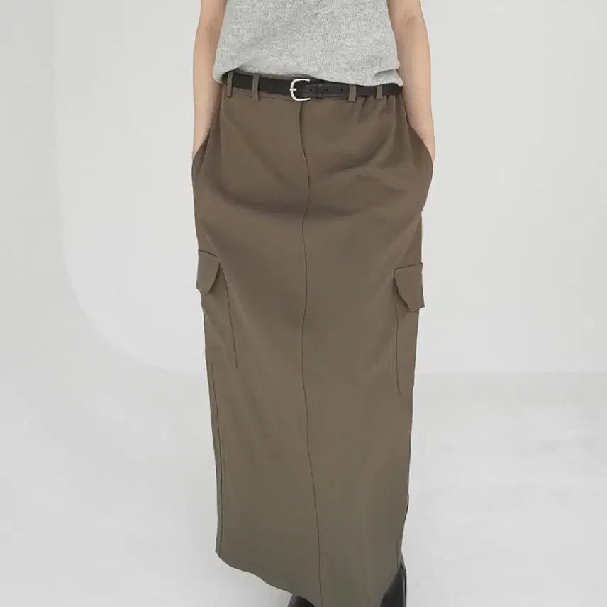 [BUNJANG] Basil In Bottle Jersey Cargo Skirt / 새상품 바질인보틀 저지 카고스커트 카키브라운