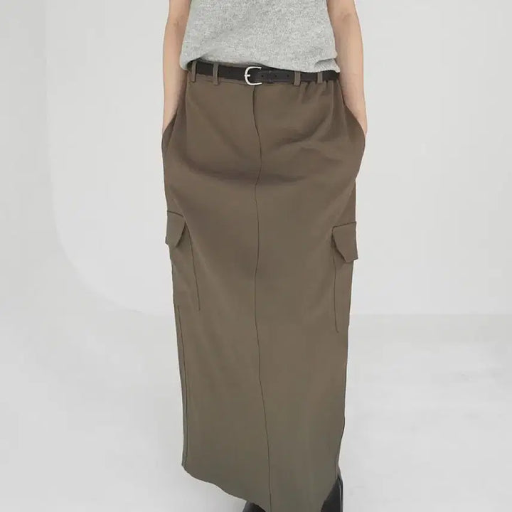 [BUNJANG] Basil In Bottle Jersey Cargo Skirt / 새상품 바질인보틀 저지 카고스커트 카키브라운