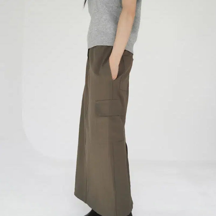 [BUNJANG] Basil In Bottle Jersey Cargo Skirt / 새상품 바질인보틀 저지 카고스커트 카키브라운