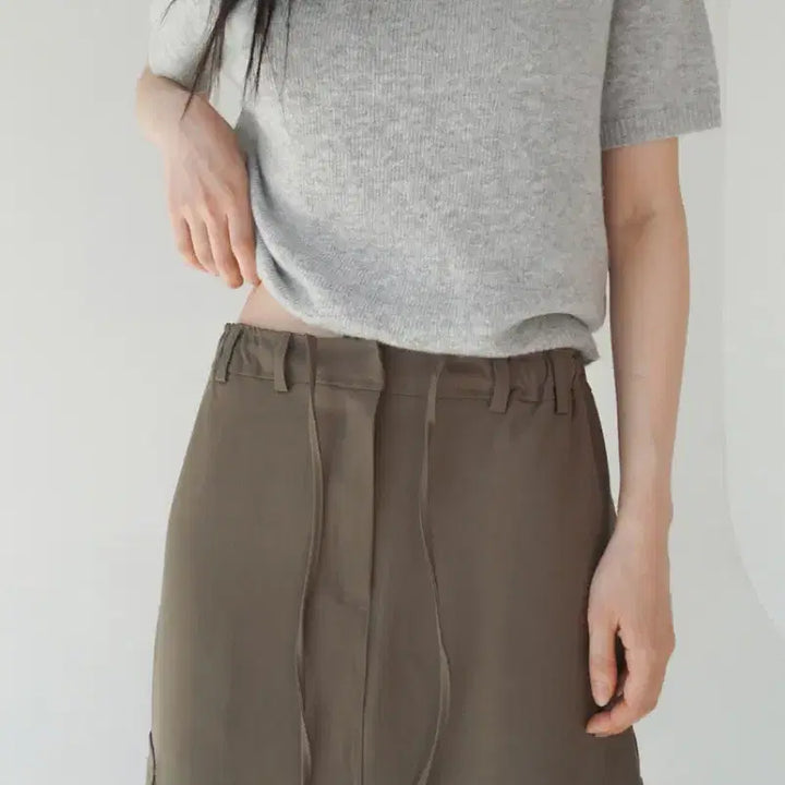 [BUNJANG] Basil In Bottle Jersey Cargo Skirt / 새상품 바질인보틀 저지 카고스커트 카키브라운