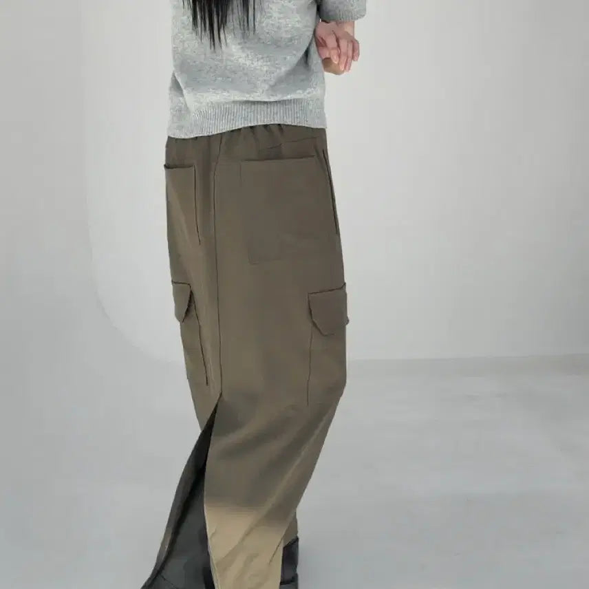[BUNJANG] Basil In Bottle Jersey Cargo Skirt / 새상품 바질인보틀 저지 카고스커트 카키브라운