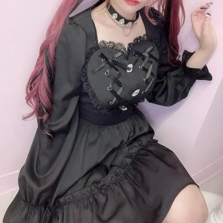 [BUNJANG] Ank Rouge Heart Buckle Dress / 지뢰계 앙크루즈 원피스