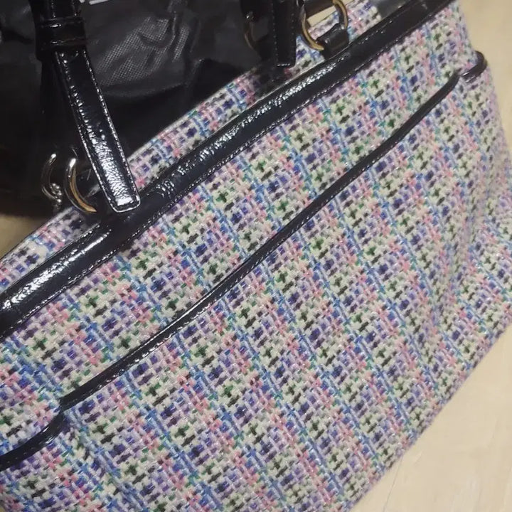 [BUNJANG] Coach Multicolor Tweed Tote Bag / 봄 트위드백 멀티컬러 코치 토트백 m