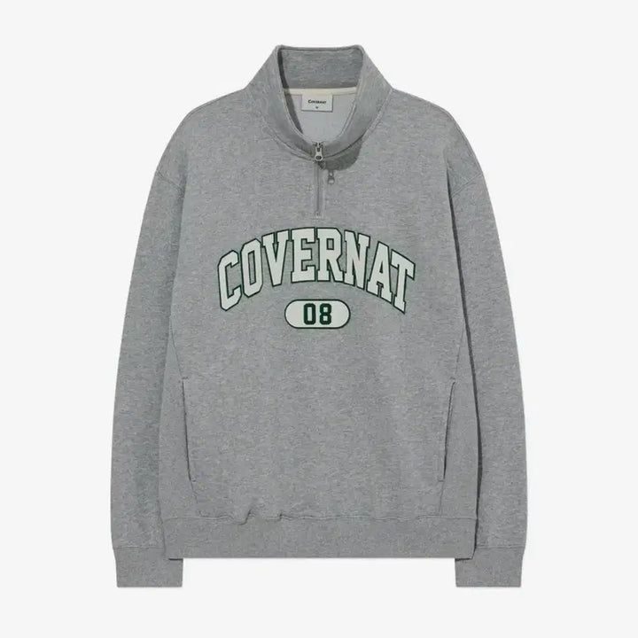 [BUNJANG] Covernat Arch Logo Half Zip-Up Sweatshirt Gray / [새상품] L) 커버낫 아치로고 하프집업 맨투맨 그레이