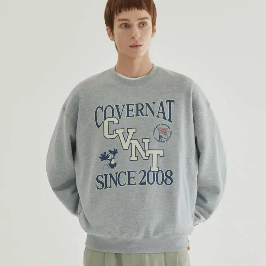 [BUNJANG] Covernat CVNT Graphic Sweatshirt Melange Gray (L) / [새상품] L) 커버낫 CVNT 그래픽 맨투맨 멜란지 그레이