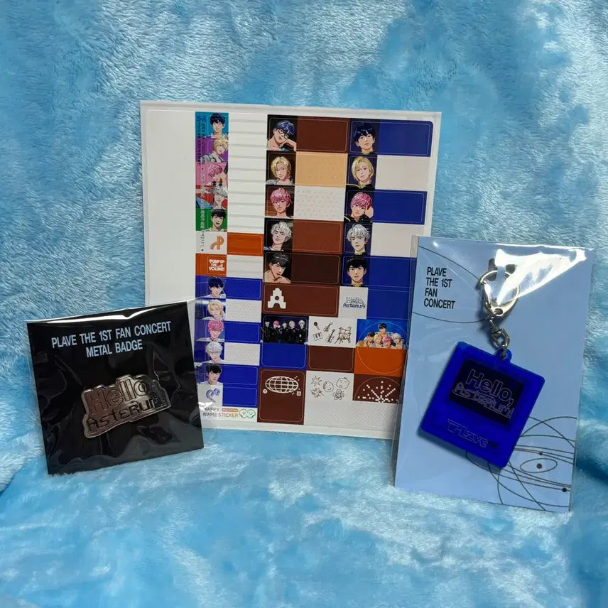 [BUNJANG] PLAVE Hello Asterum Metal Badge + Keyring + Name Sticker Bundle Set / 플레이브 헬로 아스테룸 메탈 뱃지 + 키링 + 십카페 네임스티커