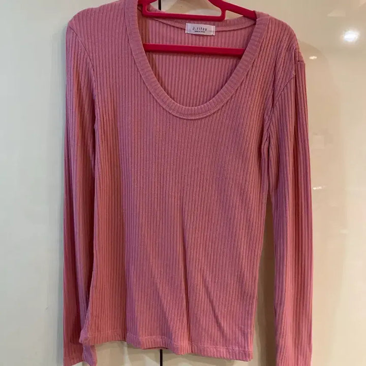 [BUNJANG] J.Ridge Ribbed Pink Long Sleeve T-shirt / 제이릿지 리브 골지 핑크 긴팔티