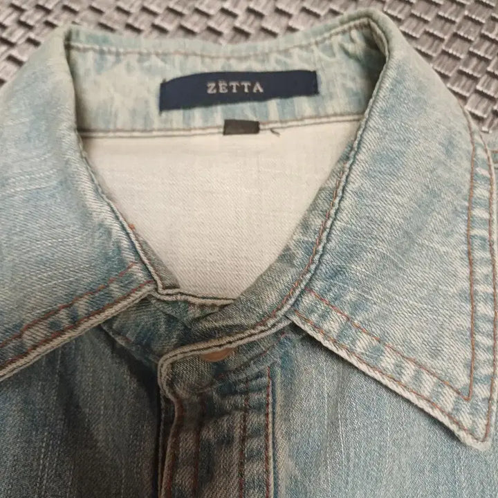 [BUNJANG] ZETTA Slim Fit Light Blue Denim Western Shirt / ZETTA(제타) 슬림핏 연청 데님 웨스턴 셔츠