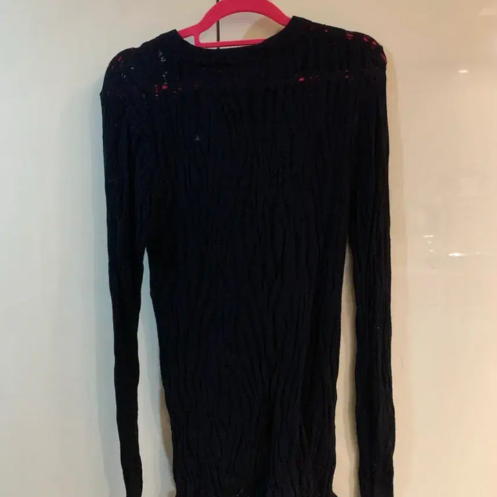 [BUNJANG] Black See-Through Long Sleeve Knit Top / 탑드레싱 블랙 시스루 긴팔 니트