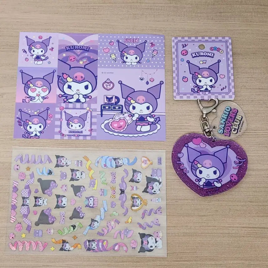 [BUNJANG] Sanrio Kuromi Keyring with Stickers / 산리오 러버스 클럽 쿠로미 키링 양도 스티커