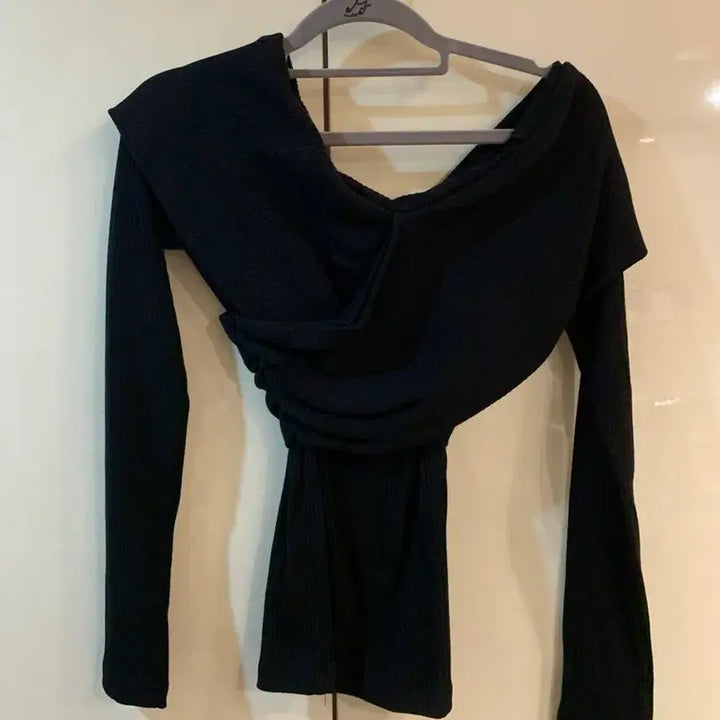 [BUNJANG] Billion Black Wrap Long Sleeve T-Shirt / 빌리언 블랙 랩 스타일 긴팔 티셔츠