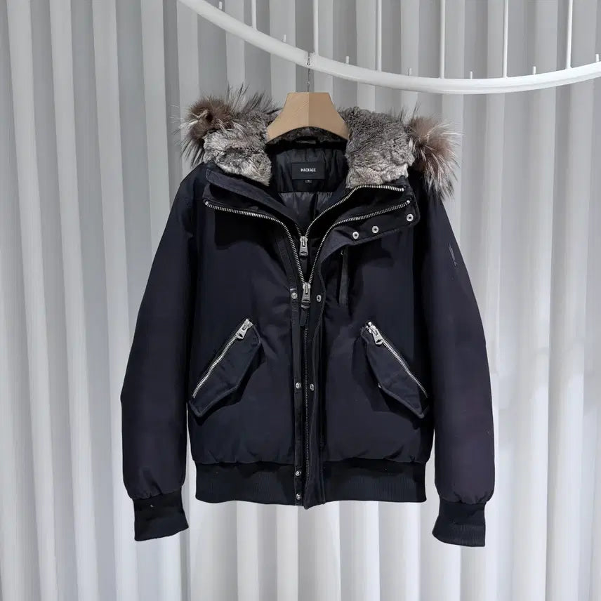 [BUNJANG] Mackage Dixon Silver Fur Padded Jacket / (A+/38) / 맥케이지 딕슨은장 실버퍼 패딩 자켓 블랙