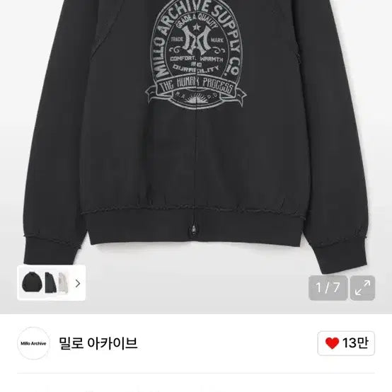 [SOLD OUT] 밀로 아카이브 데니쉬 볼드 집업 차콜(m)