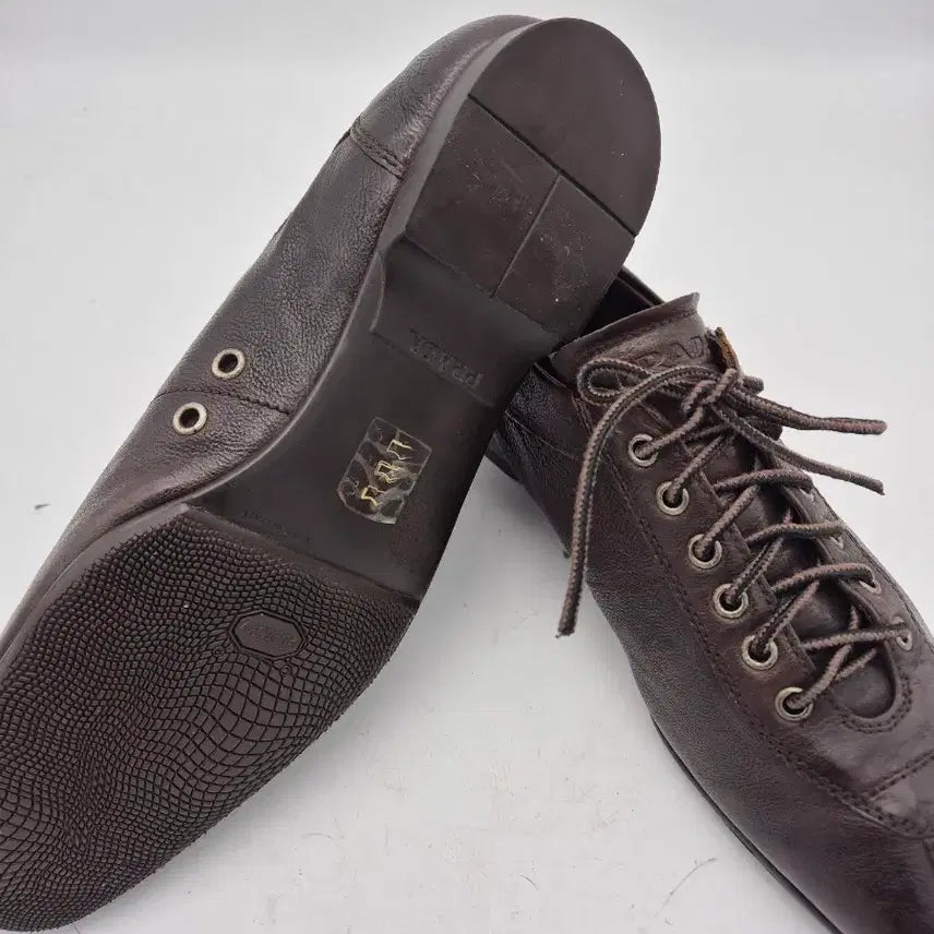 [BUNJANG] Prada Brown Leather Lace-Up Sneakers / 프라다 브라운 레더 레이스업 스니커즈