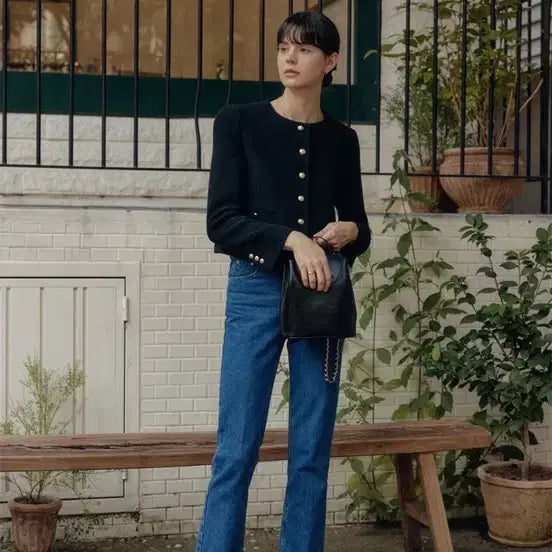 [BUNJANG] Lookast Tweed Jacket (Black) - Size S / 룩캐스트 트위드자켓(블랙)s