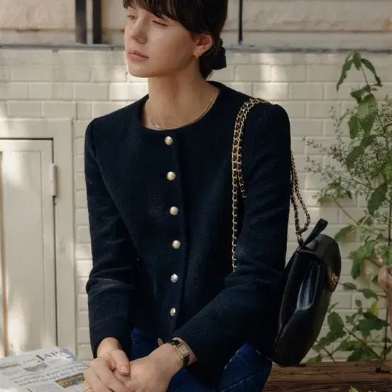 [BUNJANG] Lookast Tweed Jacket (Black) - Size S / 룩캐스트 트위드자켓(블랙)s