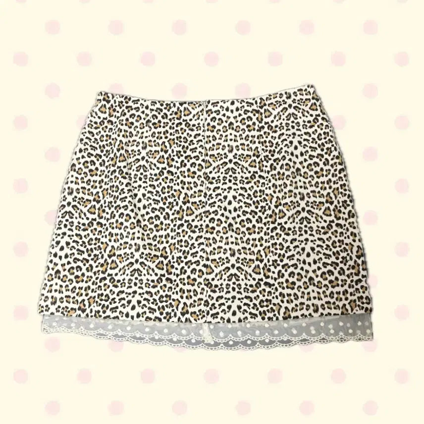[BUNJANG] Lace Leopard Print Skirt / 레이스 호피 갸루 치마