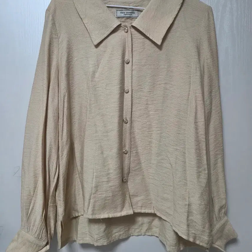 [BUNJANG] Beige Blouse Puff Sleeve / 베이지 블라우스 퍼프소매 카라