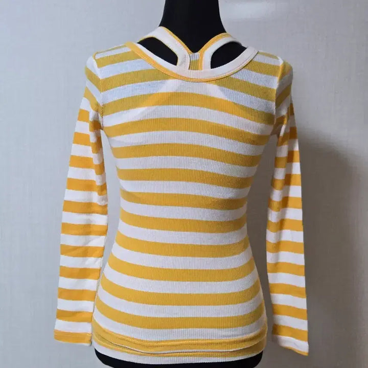 [BUNJANG] Striped Tank Top and T-shirt Set / 옐로우+ 화이트배색 단가라 나시+ 티셔츠세트