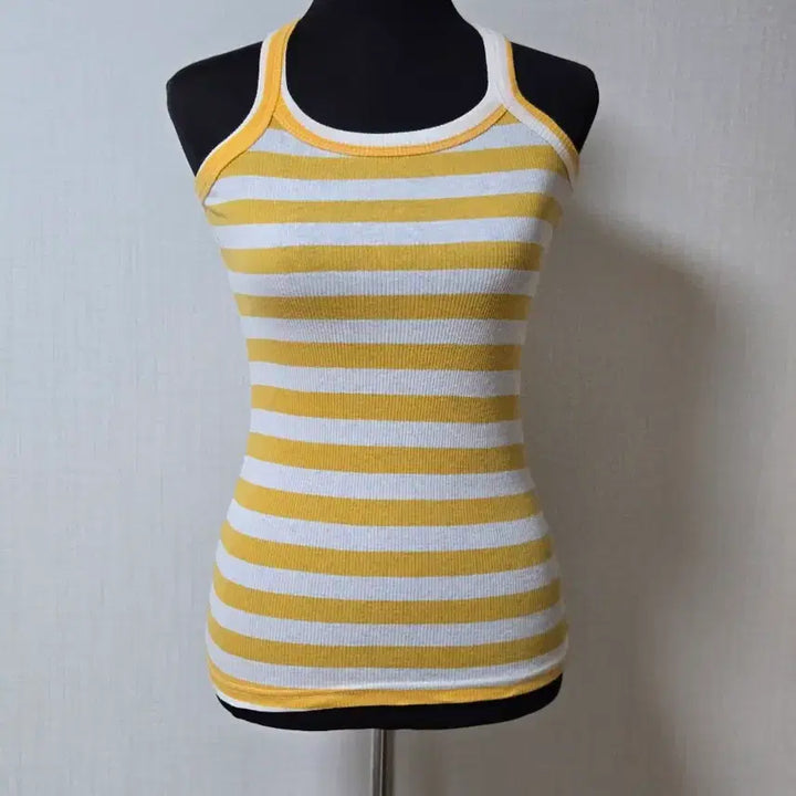 [BUNJANG] Striped Tank Top and T-shirt Set / 옐로우+ 화이트배색 단가라 나시+ 티셔츠세트