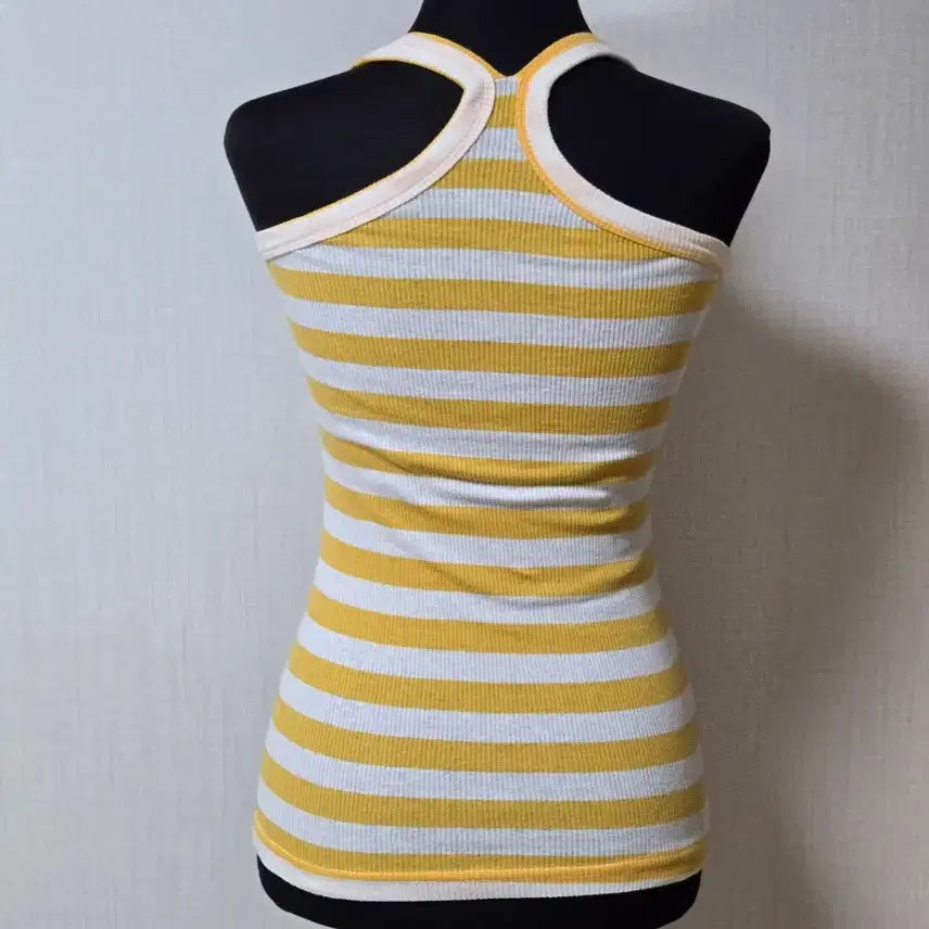 [BUNJANG] Striped Tank Top and T-shirt Set / 옐로우+ 화이트배색 단가라 나시+ 티셔츠세트