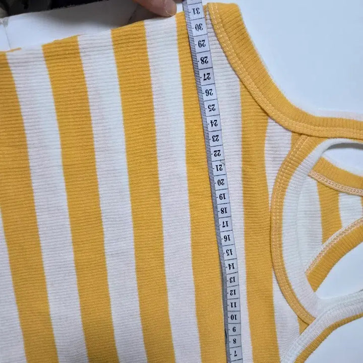 [BUNJANG] Striped Tank Top and T-shirt Set / 옐로우+ 화이트배색 단가라 나시+ 티셔츠세트