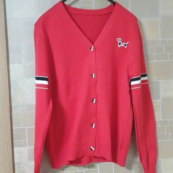 [BUNJANG] Red Knit Cardigan / 여성 심플가디건(새옷)