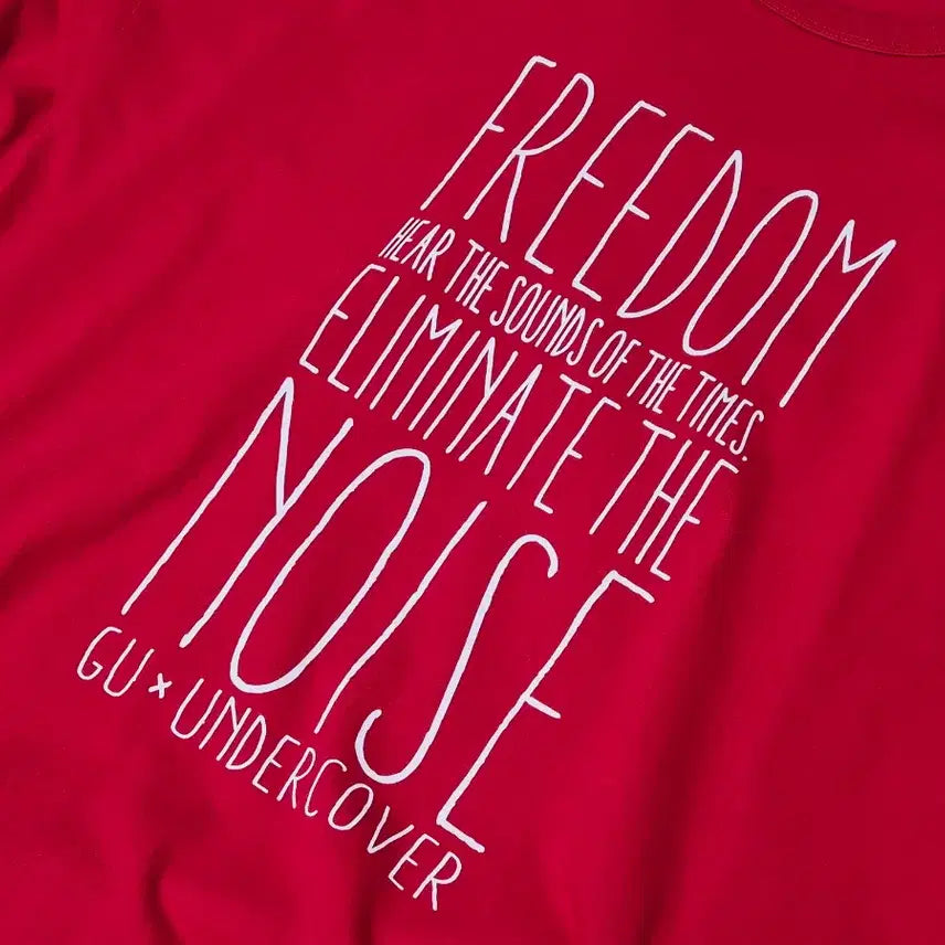 [BUNJANG] GU Undercover Red Printed Short Sleeve T-shirt / GU 언더커버 빨간색 프린팅 반팔티셔츠